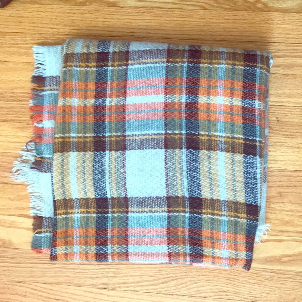 Orange, gray and brown oversized scarf